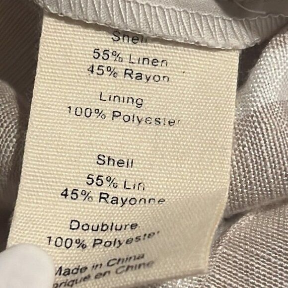 L’AGENCE Samira Linen Cropped Wide legs Paperbag Pants in Bisque and Ivory sz 8 - Picture 10 of 16